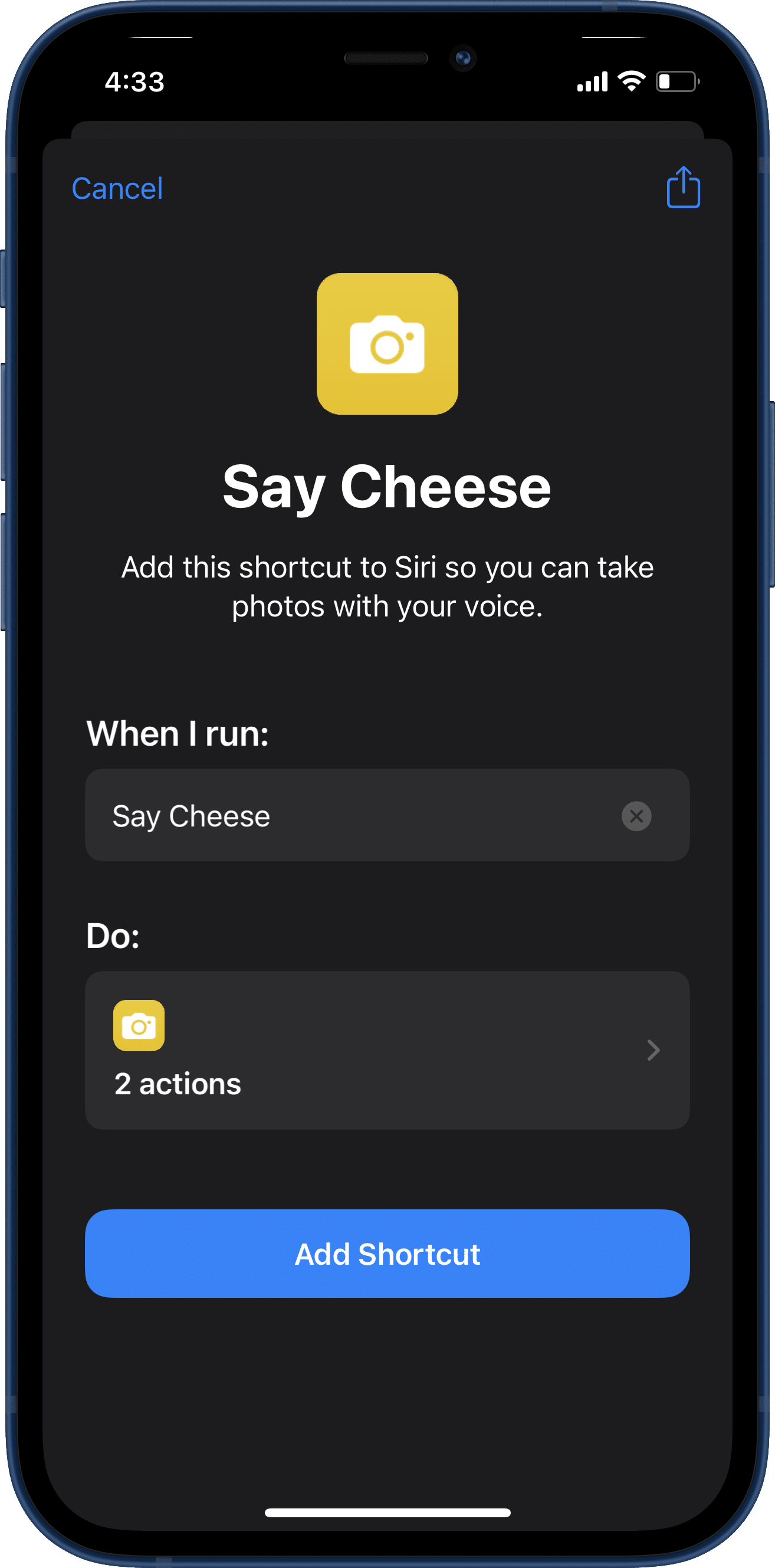 iphone-siri-shortcut-say-cheese-camera