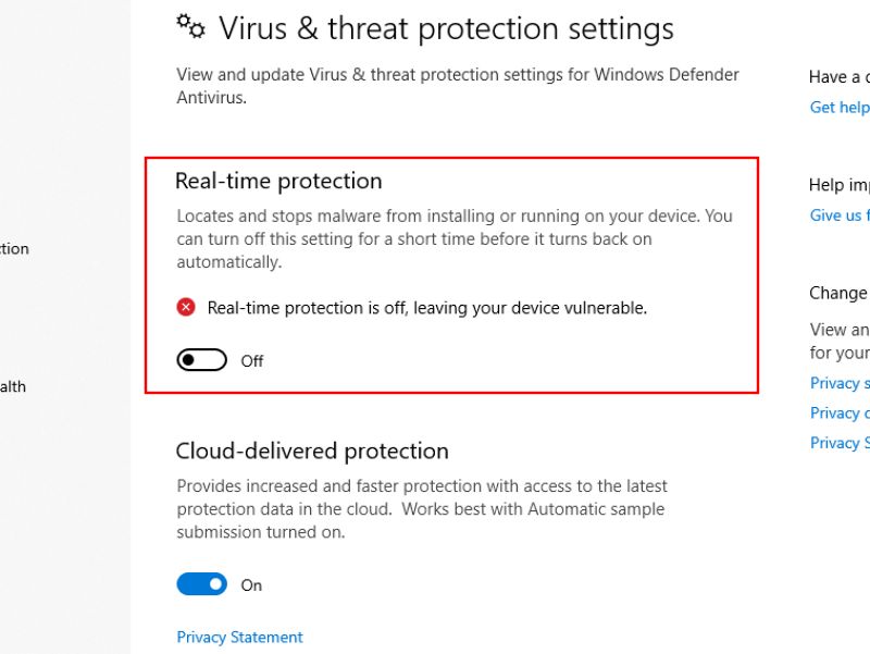 turn off windows defender if using comodo antivirus